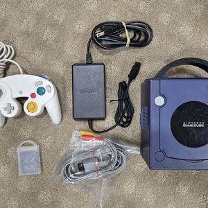 Nintendo Indigo GameCube Console Bundle Capacitor And Battery Replaced